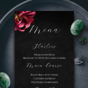 Floral Lily Dark Gothique Menu Mariage