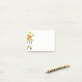 Floral Lily Flowers - Roze, Oranje geel Post-it® Notes (Op bureau)