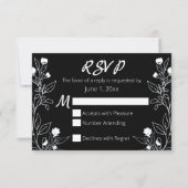 Floral Line Art blanc et noir RSVP (Devant)