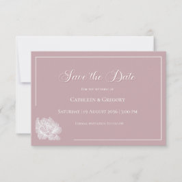 Floral Line Art Dusty Rose White Wedding Save The Date