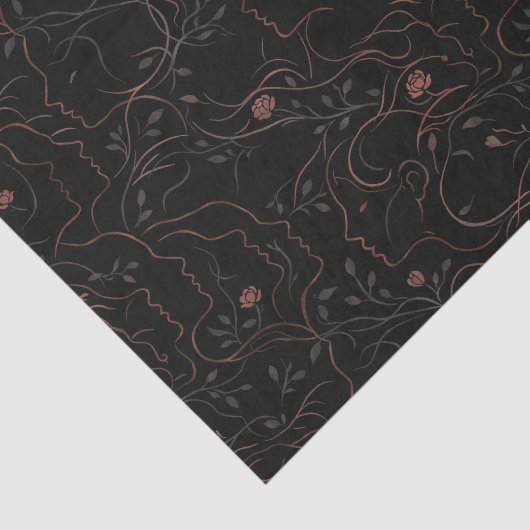 Floral Line Art Faces Tissue Paper Tissuepapier (Detail)