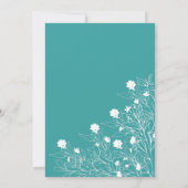 Floral Line Art Faire-part de mariage blanc et Tur (Dos)