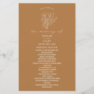 Floral Line Art Goldenrod Yellow Weddenschap