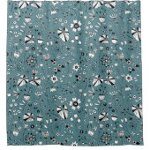 Floral Line Art Green Douchegordijn (Voorkant)