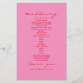 Floral Line Art Pink Red Wedding Programme (Achterkant)