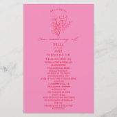 Floral Line Art Rose Red Wedding Programme (Devant)