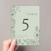 Floral Line Art Sage Green Mariage Numéro de table (In situ (ordinateur de poche))