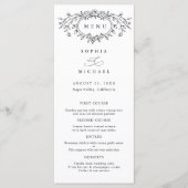Floral Line Art Wedding Flat Menu (Devant)