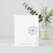 Floral Line Drawing Personalized Notecard Bedankkaart (Staand voorkant)