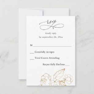 Floral liné or sans repas RSVP vertical