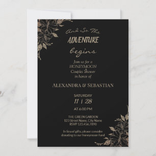 Floral Lines Grass Honeymoon Shower Kaart
