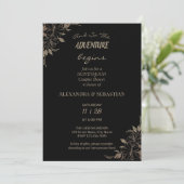 Floral Lines Grass Lune de miel Douche Invitation (Debout devant)