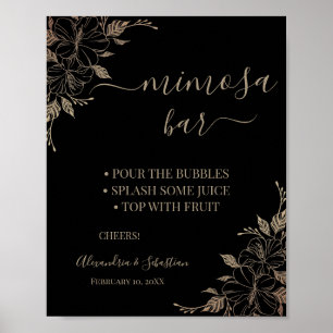 Floral Lines Mimosa Bar Vrijgezellenfeest Sign. Poster