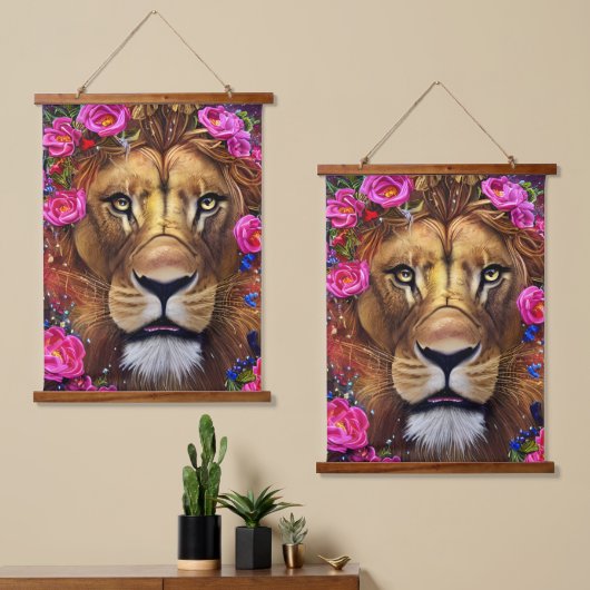 Floral Lion Head Hangend Wandkleed (Asymmetrisch)