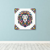 Floral Lion Silhouette Canvas Afdruk (Insitu (Houten vloer))