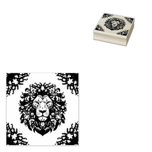 Floral Lion Silhouette Rubberstempel