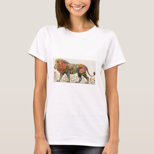 Floral Lion Silhouette T-shirt (Voorkant)