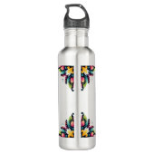 Floral Lion Silhouette Waterfles (Achterkant)