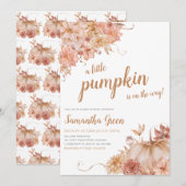 Floral Little Pumpkin-Baby shower Kaart (Voorkant / Achterkant)