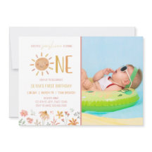Floral Little Sunshine 1er anniversaire Invitation