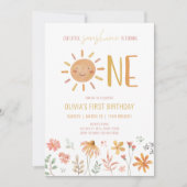 Floral Little Sunshine 1er Invitation anniversaire (Devant)