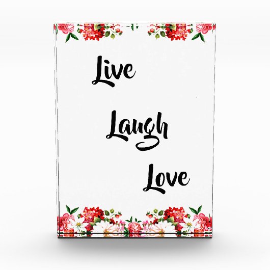 Floral "Live, Laugh, Love" Elegant   Fotoblokken (Voorkant)