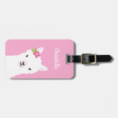 Floral Llama Alpaca Pink - Gepersonaliseerd Bagagelabel (Voorkant horizontaal)