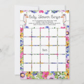 Floral Llama Baby shower Bingo Carte de jeu (Devant)