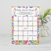 Floral Llama Baby shower Bingo Carte de jeu (Debout devant)