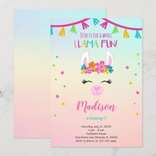 Floral Llama Birthday Uitnodiging