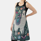 Floral Llama:  handgetekende Doodles Schort (Insitu)