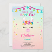 Floral Llama Invitation Anniversaire (Devant)