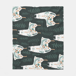 Floral Llamas Schattigee textuur Fleece Deken