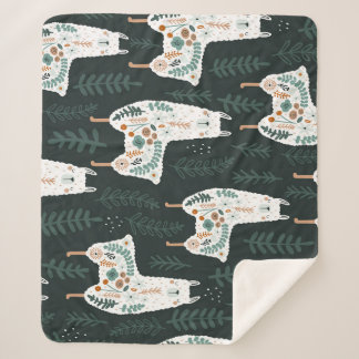 Floral Llamas Schattigee textuur Sherpa Deken