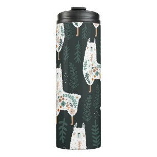 Floral Llamas Schattigee textuur Thermosbeker