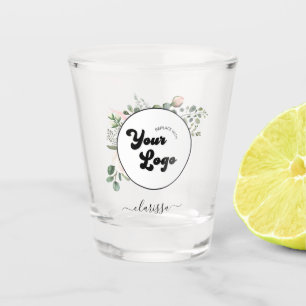 Floral Logo Custom Company Business & Name Girly Shot Glas