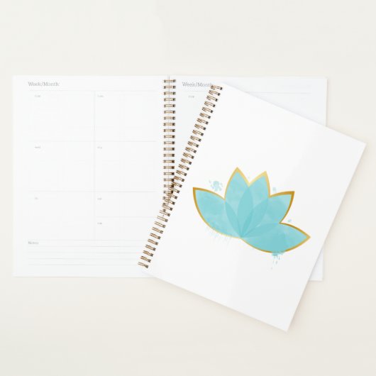 Floral Lotus Aquarelle Mer Bleu & Faux Or (Devant avec enveloppe)