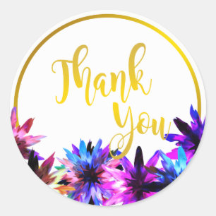 Floral Lotus Flower Gold Boarder Hartelijk dank Ronde Sticker