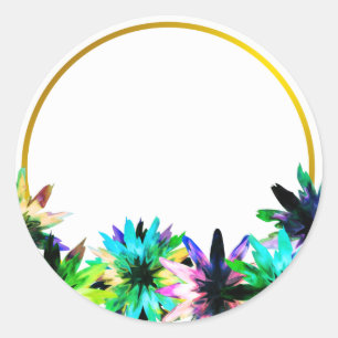 Floral Lotus Flower Gold Boarder Vrijgezellenfeest Ronde Sticker