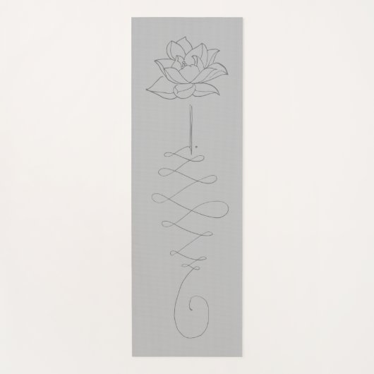 Floral Lotus Gray Unalome Yoga Mat (Voorkant)