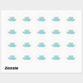 Floral Lotus Waterverf Seafoam Blue & Faux Gold Ronde Sticker (Vel)