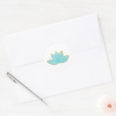 Floral Lotus Waterverf Seafoam Blue & Faux Gold Ronde Sticker (Envelop)