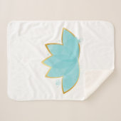 Floral Lotus Waterverf Seafoam Blue & Faux Gold Sherpa Deken (Voorkant (horizontaal))