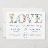 Floral LOVE bruiloft uitnodiging (Voorkant)