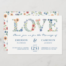 Floral LOVE bruiloft uitnodiging