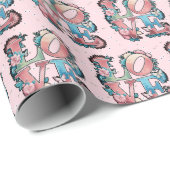 Floral LOVE Design met vlinders Cadeaupapier (Rol Hoek)