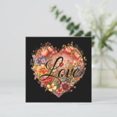 Floral Love Heart Feestdagenkaart (Staand voorkant)