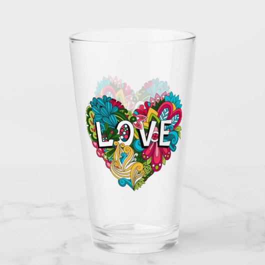 Floral Love Heart Glas (Voorkant)