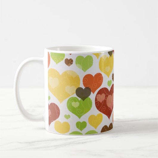 Floral Love Hearts Pattern Pink Koffiemok (Links)