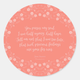 Floral Love Letter Quote Persuasion Jane Austen Ronde Sticker